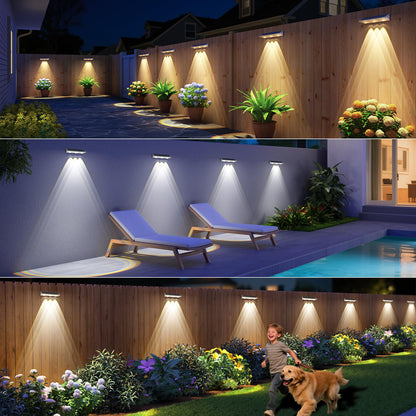 Yilaie Solar Lights Outdoor-IP67 Waterproof 3000K/4500K/6500K,High Brightness LED Solar Fence Lights,Solar Wall Light for Outside Backyard/Railing/Step/Patio/Stair Railings/Pool （4 Pack）