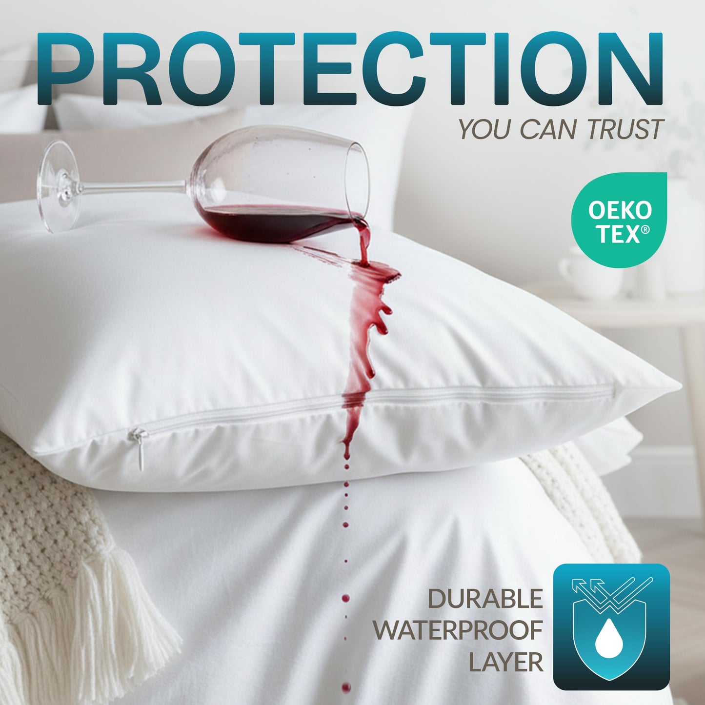 Beddora 4 Pack Pillow Protectors King Size – Waterproof Zippered Pillow Case Covers, Bed Bug & Dust Mite Proof Pillow Encasements 20 x 36 Inces, Soft Noiseless Waterproof Pillow Covers for Sleeping