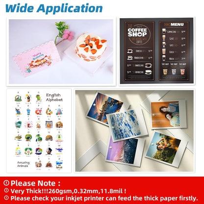 Uinkit Thick Photo Paper Glossy Double Sided 100 Sheets 8.5x11 Heavyweight 68lb 260gsm Inkjet Both Sides Printable 11.8mil A4 Letter size Flyer Bulk Pack 8.5 x 11 Card paper postcard postal A189