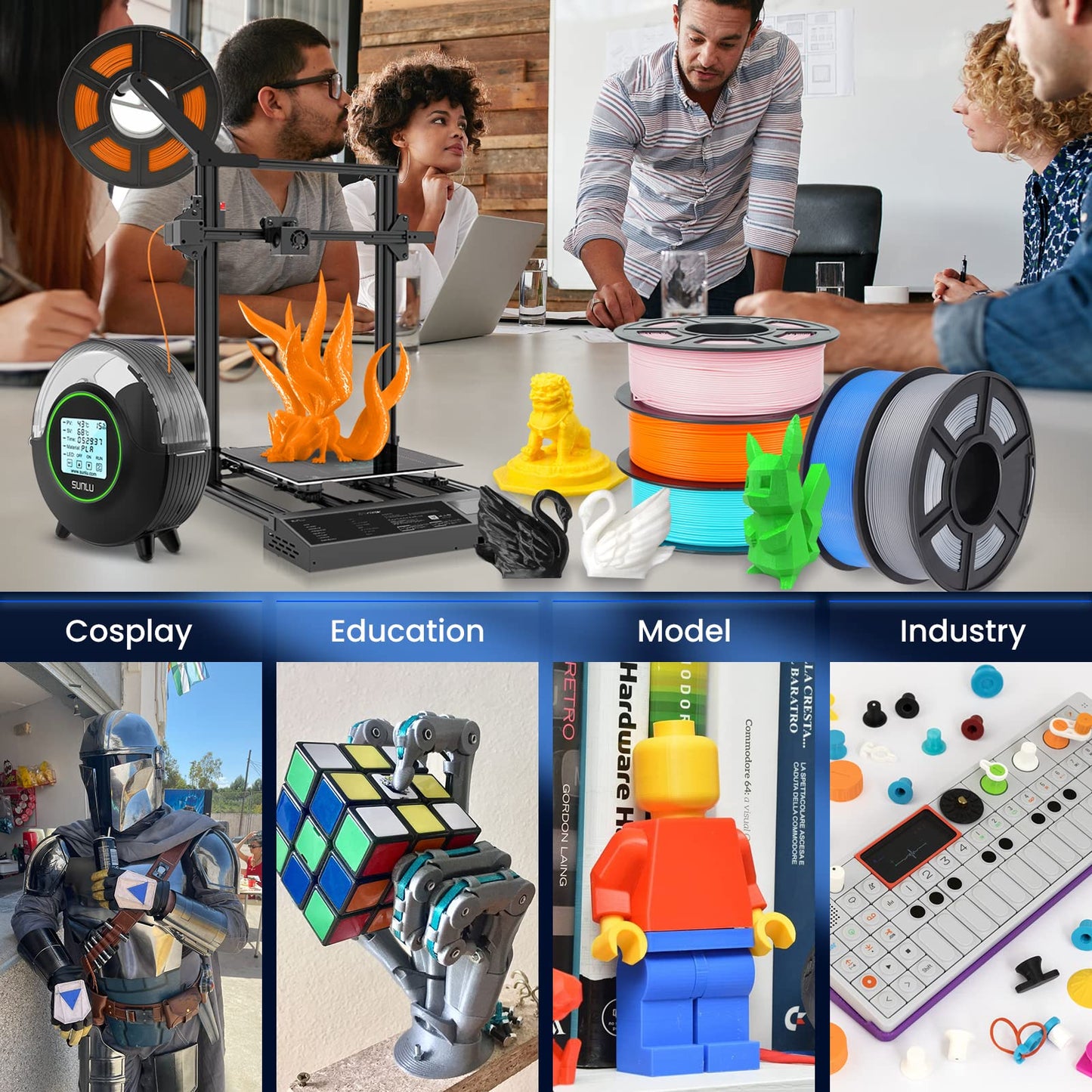 SUNLU PLA+ Filament 1.75mm, PLA Plus 3D Printer Filament, Dimensional Accuracy +/- 0.02 mm, Tough & Neatly Wound, 1KG Spool (2.2 LBS), Fit for Most FDM Printers, (Roasted Chestnut Black)