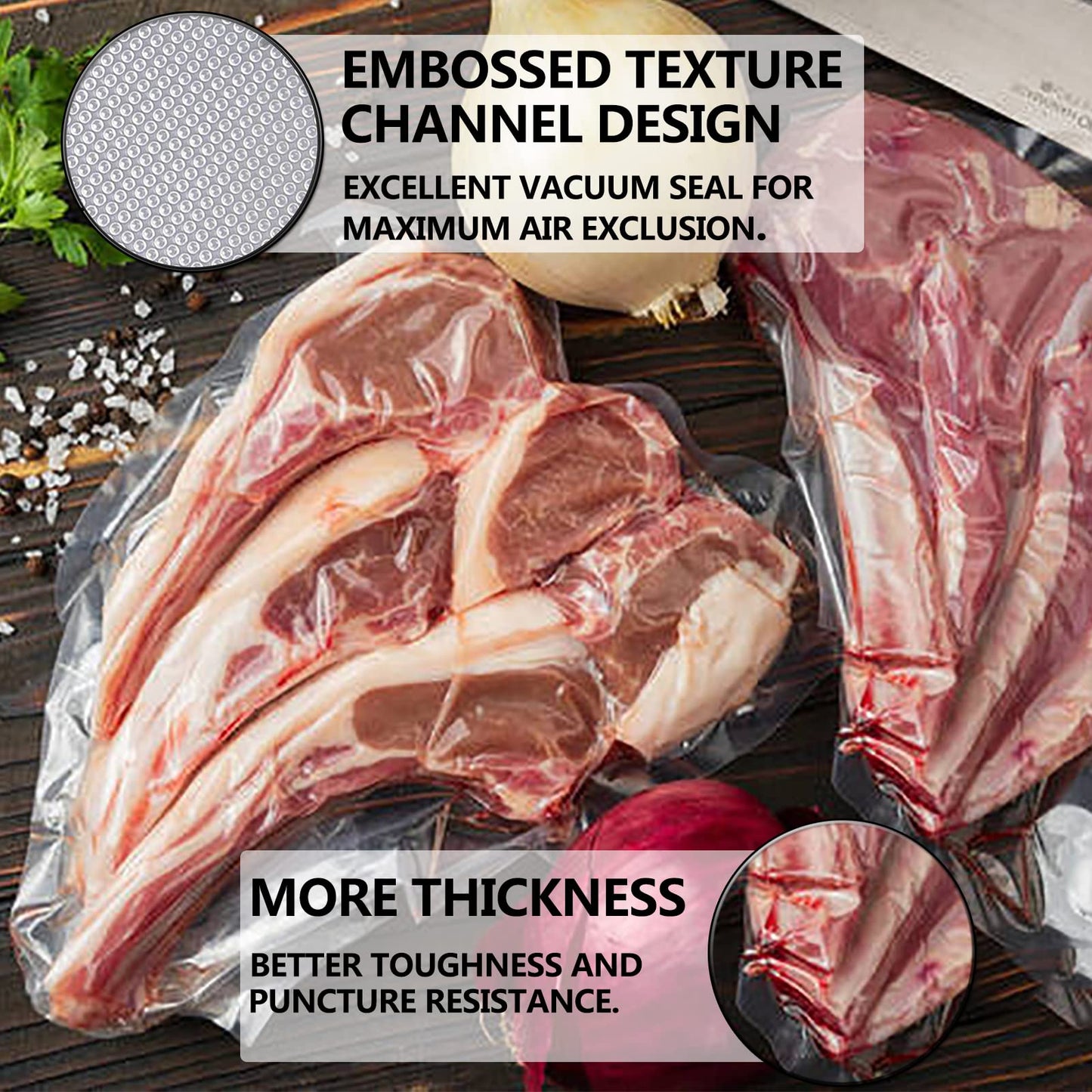 Vacuum Sealer Bags 11" x 50' 2 Rolls (Total 100ft) Commercial Grade Food Saver Bags Seal a Meal BPA Free Heavy Duty Great for Vac Storage Meal Prep or Sous Vide