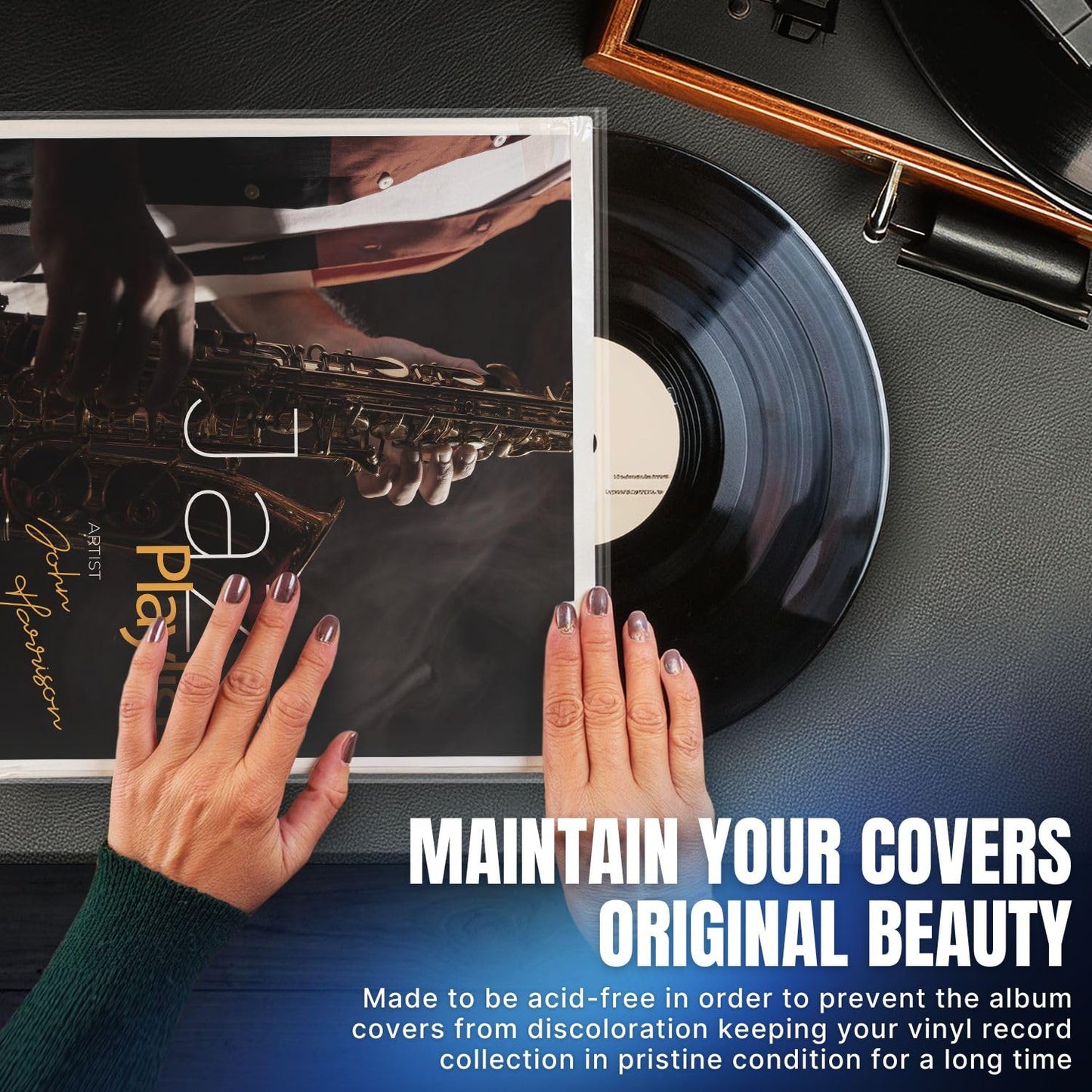 TNP 50 Vinyl Outer Sleeves Cover - Thick 3 Mil Vinyl Protective Sleeves 12.75" x 12.75" - Crystal Clear Plastic Record Sleeve for Single & Double LP Album Covers Storage Collection