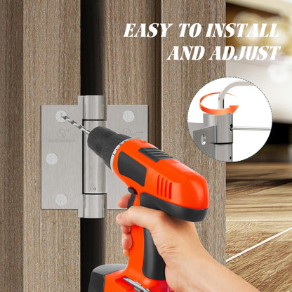 3 Pack Self Closing Door Hinges 3.5 inch Satin Nickel Door Hinges Spring Loaded Auto Close Hinges Square Corners Adjustable Tension for Interior Door 3 1/2 Auto Self-Closing Hinge