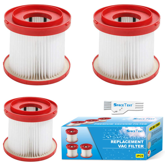 3 Pack 49-90-1900 HEPA Filter Replacement for Milwaukee Vacuum filter M18, compatible with Milwaukee Wet/Dry Vacs M18 2 Gallon (0880-20), M12 FUEL 1.6 Gallon (0960-20), M18 FUEL PACKOUT (0970-20)