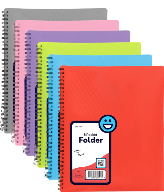 Poly 8 Pocket Organizer File Folder Letter Legal Document Organizer Perfect for Office, College, School and More (Pack of 6) - by Emraw