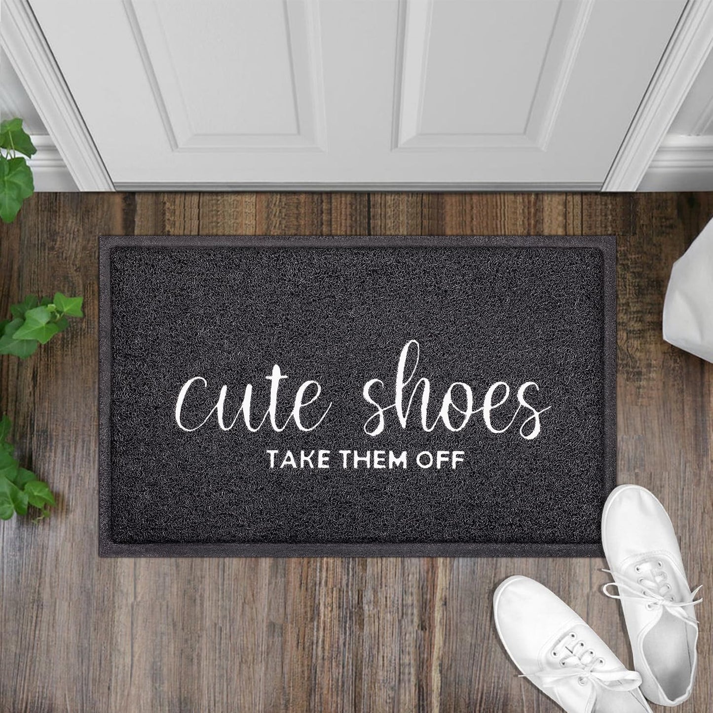 Welcome Mat Indoor Front Door Mats Outdoor for Home Entrance Durable PVC Material with Non Slip Rubber Backing Cute Shoes TAKE Them Off Mats Doormat for Indoor Outdoor High Traffic Areas