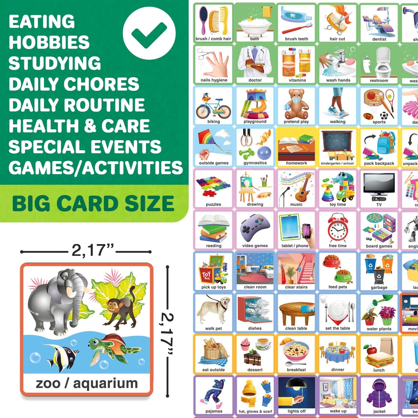 QUOKKA 95 Reward Chore Chart Cards for Multiple Kids - Toys for Autistic Children Age 5-7 ADHD Tools - Kids Autism Behavior Visual Schedule - Routine Responsibility Board Autism Learning Materials