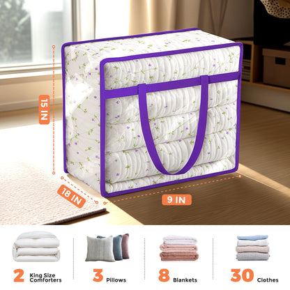 Budding Joy 6 Pack Clear Zippered Storage Bags for Clothes, Closet Organizers and Storage Bag for Bedding, Linen, Blankets, Comforters, Clothes & Toys Multi Purpose & Space Saver PVC Organizers