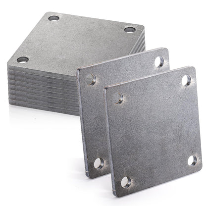 WRINGKIT 8 Pack Steel Plate with holes, 4'' x 4'' Flat Metal Plate, Laser Cut A36 Hot Rolled Mild Steel with Smooth Edges, Weldable Paintable Square Metal Sheets for Magnets, Industrial Use