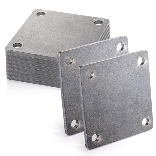 WRINGKIT 8 Pack Steel Plate with holes, 4'' x 4'' Flat Metal Plate, Laser Cut A36 Hot Rolled Mild Steel with Smooth Edges, Weldable Paintable Square Metal Sheets for Magnets, Industrial Use