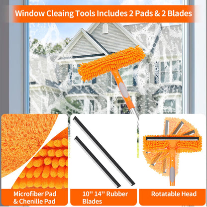 TIMIVO 67" Squeegee Window Cleaner, 2 in 1 Professional Window Cleaning Tool Kit with Extension Pole, Window Washing Equipment with Rotatable Head for Indoor Outdoor Windows Car Glass