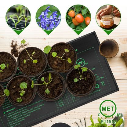 BoHoFarm Seedling Heat Mat 20" x 20.75",Waterproof Plant Hydroponic Heating Mat for Seed Starting,Plant Germination and Reptile with Power-Off Protection（1 Pack）
