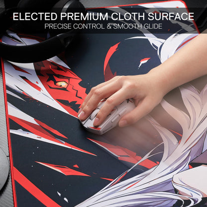 Redragon EISA P047L Anime Gaming Mouse Pad - Smooth Spandex Surface, Anti-Slip Rubber Base, Spill-Resistant, Durable 5mm Thick Design, 35 x 16 inches, Black