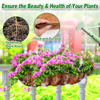 Remiawy Coco Liners for Planters 30 Inch, 2 Packs Natural Coconut Fiber Coir Flower Basket Window Box Liners, Trough Planter Insert for Outdoor Plant Large Pots Garden Fence Decoration