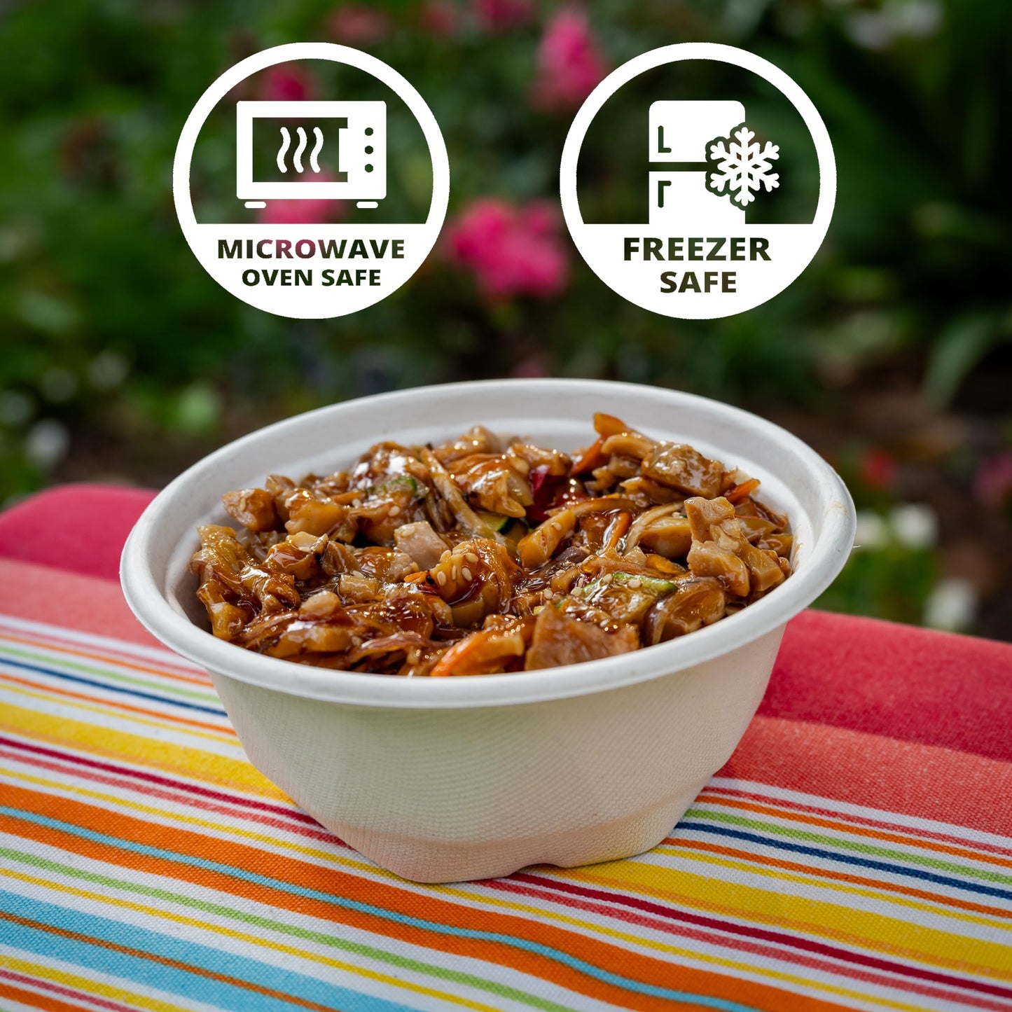25 oz Compostable Bagasse Bowls 50 Pack – Extra Thick Biodegradable | Eco-Friendly, PFAS-Free, Microwave & Freezer Safe Disposable Bowls for Hot & Cold Food, Takeout, Catering (Diamond Pattern)