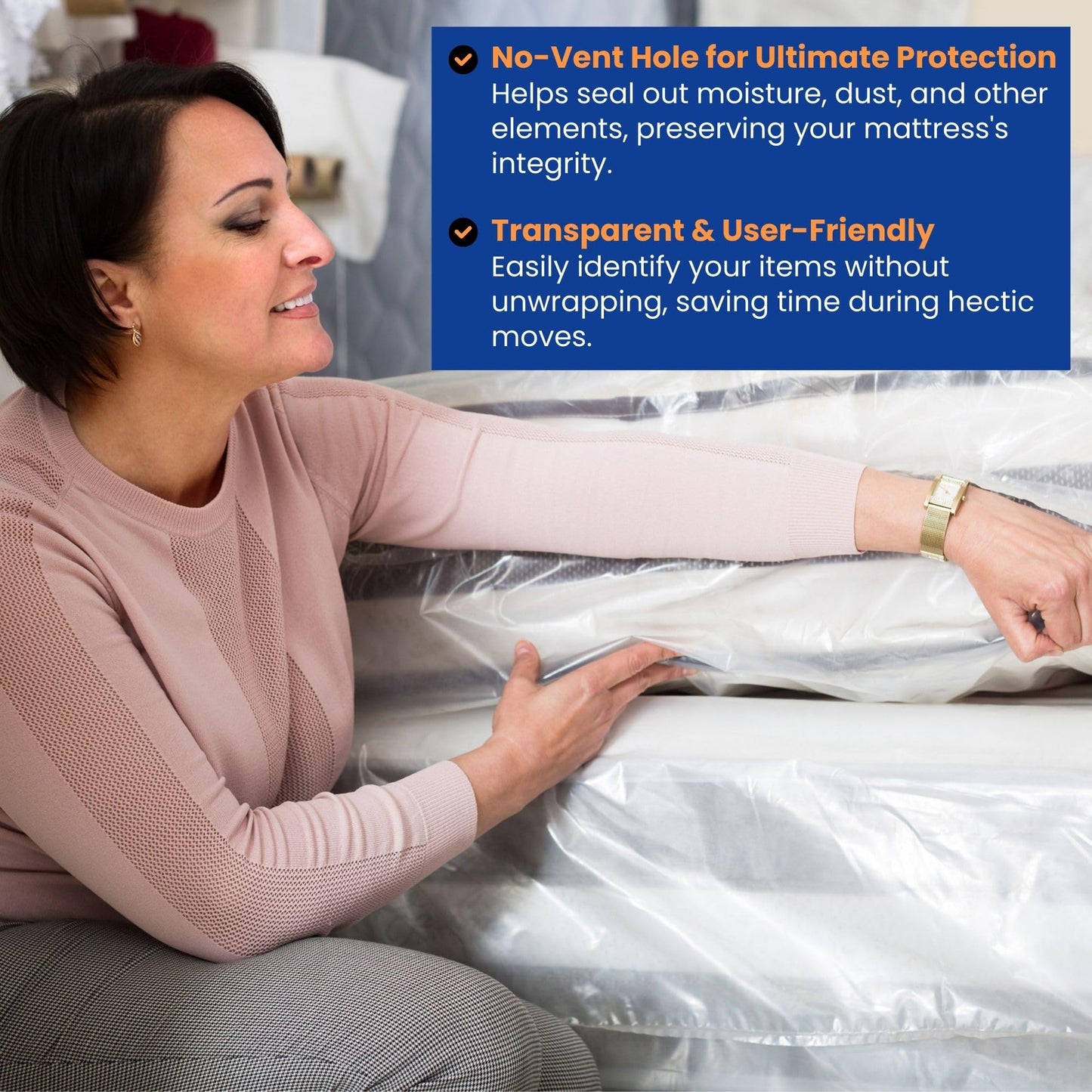 VICMORE 2-Pack 4 Mil Queen Mattress Bags for Moving & Storage, Heavy-Duty Plastic Covers, Dustproof & Tear-Resistant (60" x 100" x 14")