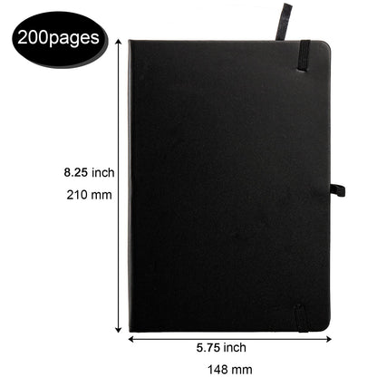Coloch 6 Pack Ruled Notebook, A5 Black Hardcover Notebook with 200 Pages, Classic Lined Journal Pocket with 200 Pages and Pen Loop for School, College, Office, Business, 5.75" x 8.25"