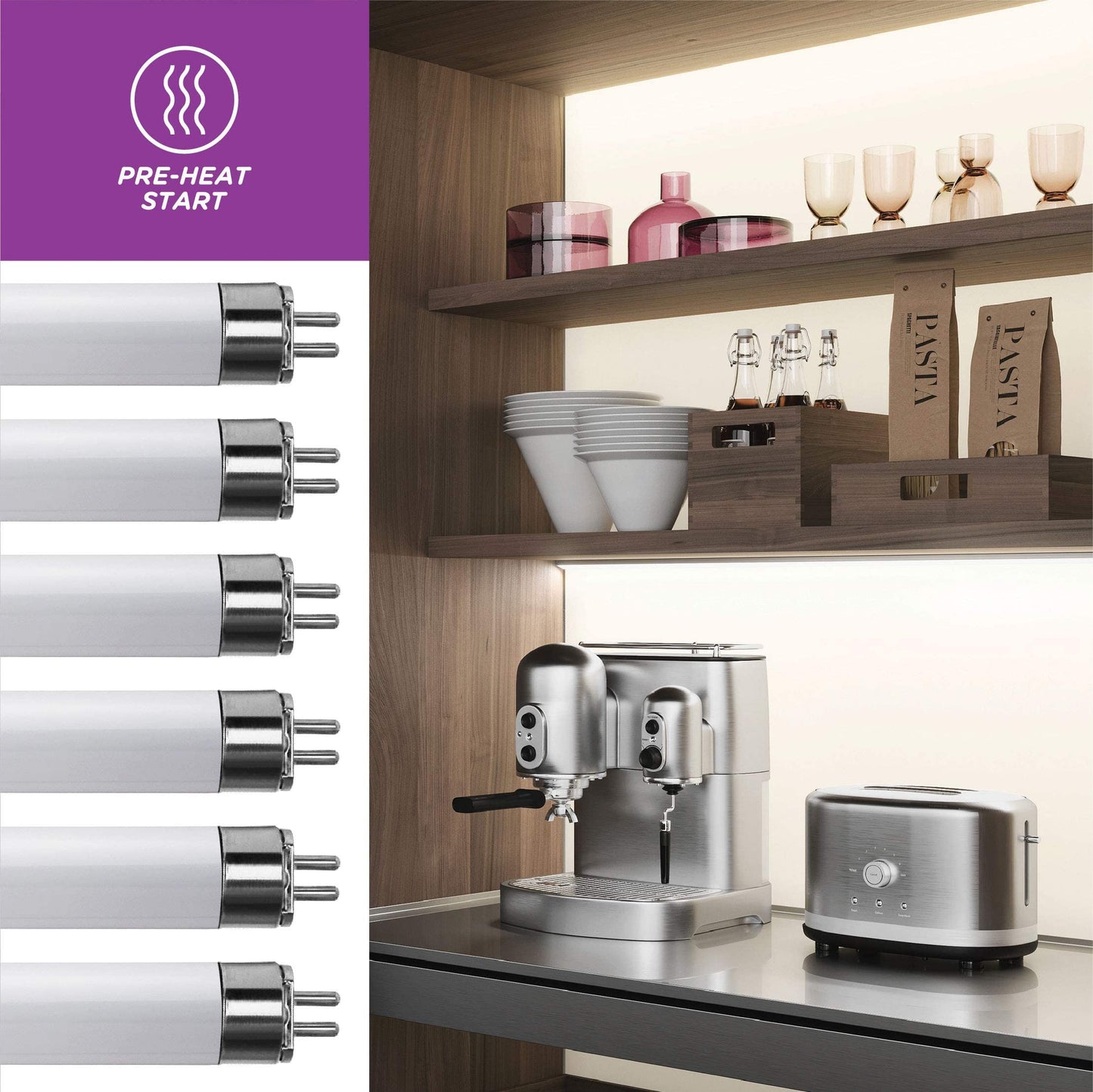 (Pack Of 6) F8T5/CW - T5 Fluorescent 4100K Cool White - 8 Watt - 12" Super Long Life Light Bulbs