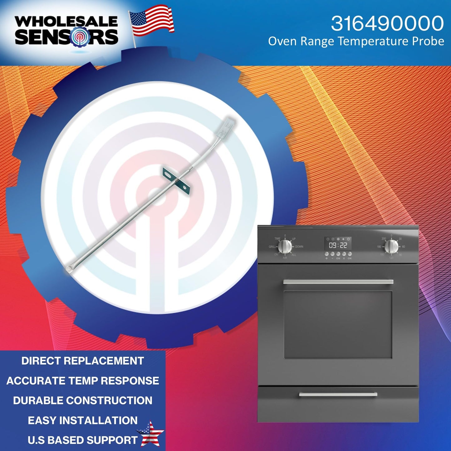 Wholesale Sensors Replacement for Frigidaire 316490000 Oven Probe Temperature Sensor 12 Month Warranty