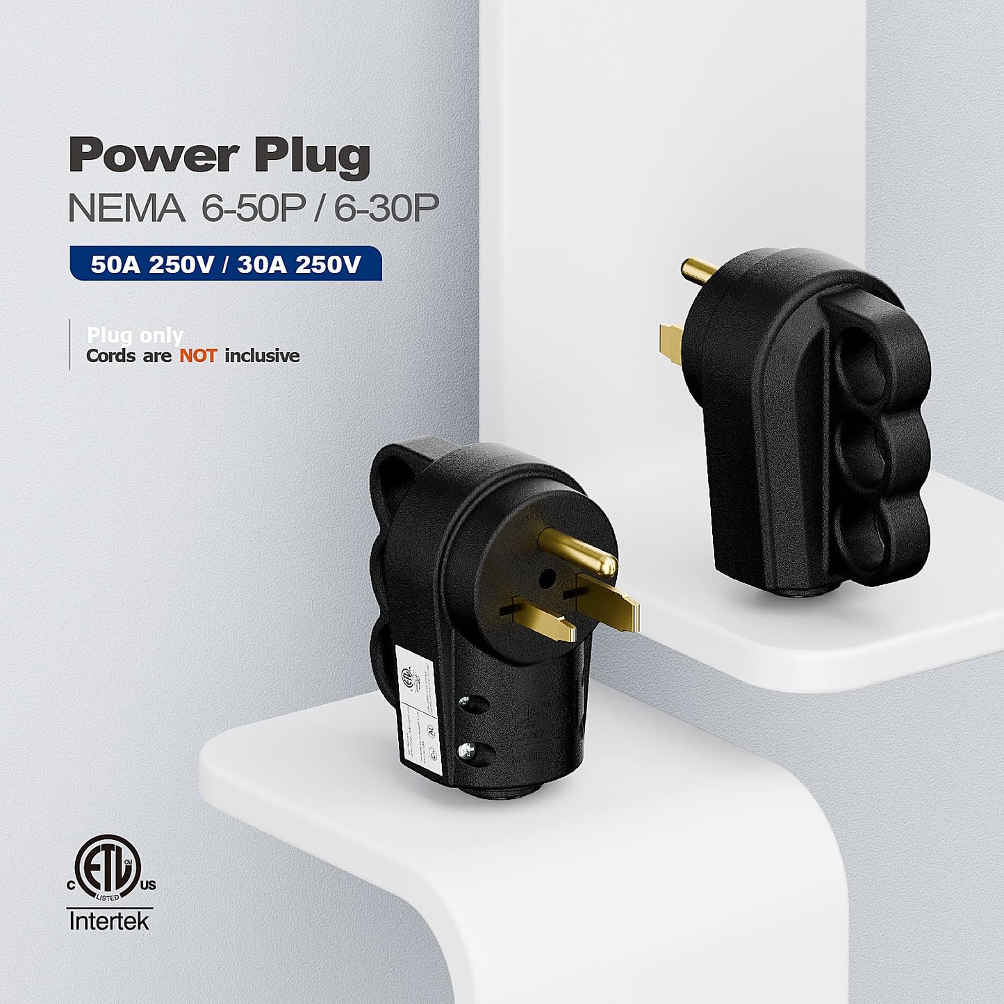 2-in-1 Nema 6-50P/6-30P Welder Plug, 30A/50A 250V Welder 3-Prong Male Plug, ETL Listed 30A Welder Plug