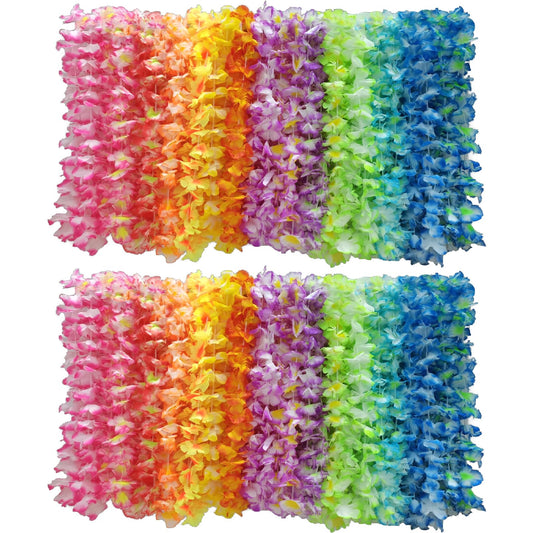 60 Pack Hawaiian Leis Necklaces, Multi-Colors Hawaiian Flower Leis Bulk For Tropical Luau Decorations, Hawaiian Beach Themed Party Decor, Wedding, Birthday