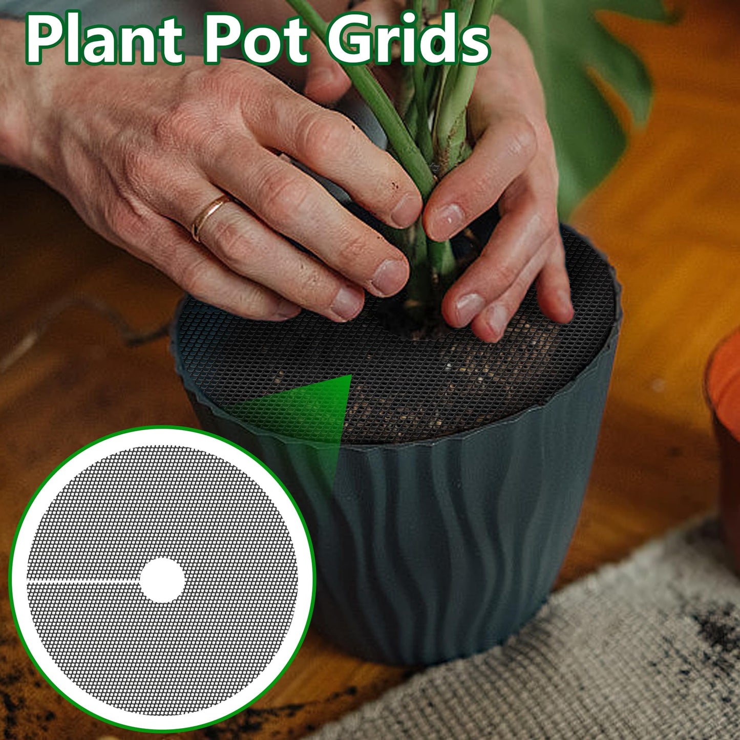 Adnee 4 Pcs 15.7 Inch Plant Pot Grids-Cuttable Plant Pot Soil Covers Protectors from Animals-Indoor Round Planter Pots Soil Guard for Outdoor Garden Plants Protection