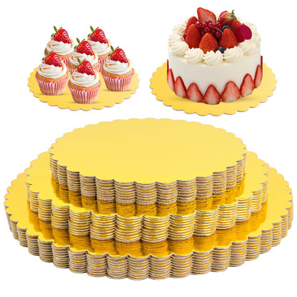 Worldity 30 Pcs Gold Cake Board, Sturdy Greaseproof Cake Circles Plate 8, 10, 12 Inch, Food-Graded Disposable Round Cardboard for Dessert Pizza Party Supplies Pizza Weddings Birthdays