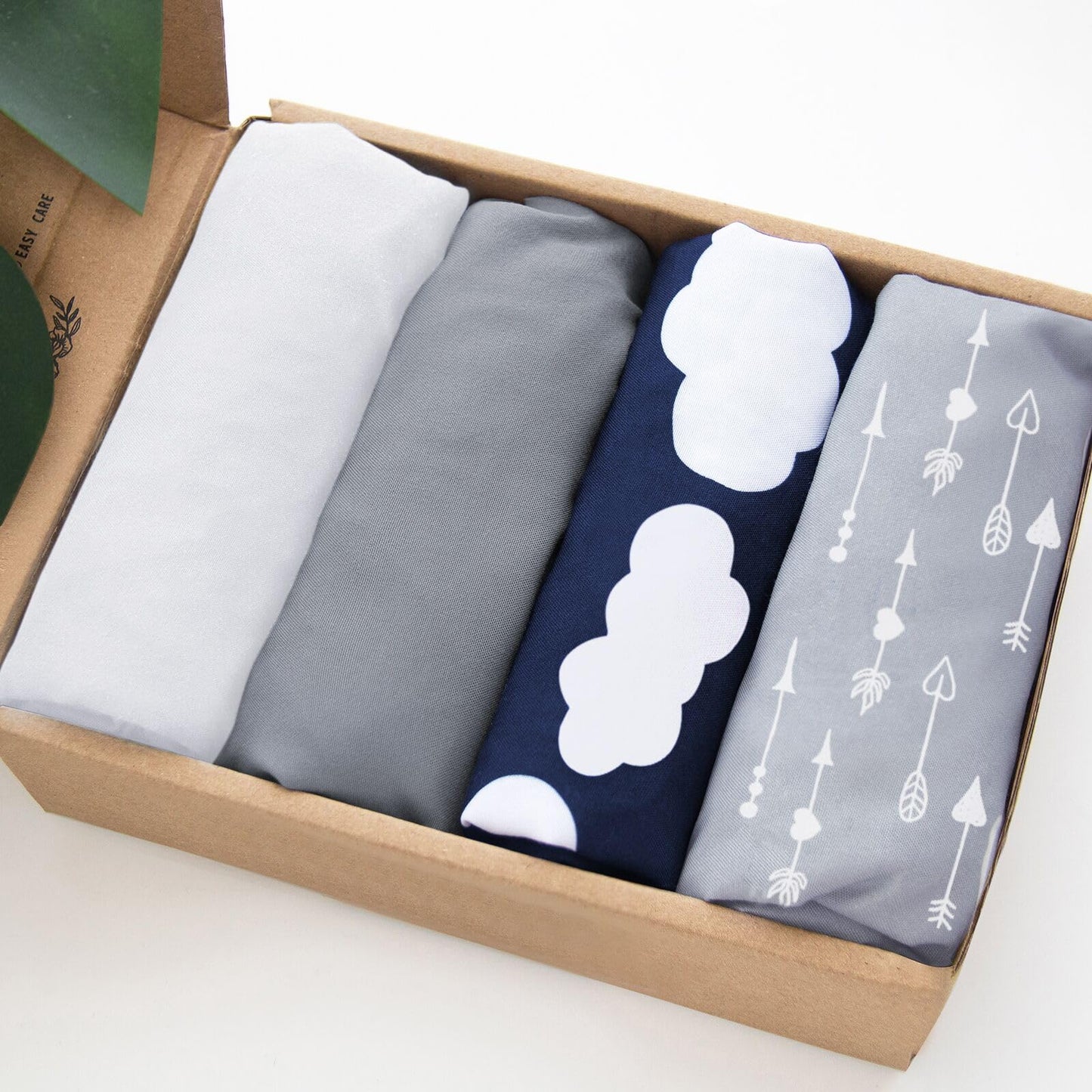 Bassinet Fitted Sheet(33" x 20"), 4 Pack for Most Bedside Sleeper Bassinet, Bassinet Sheets, Breathable & Soft Microfiber, Grey/Navy