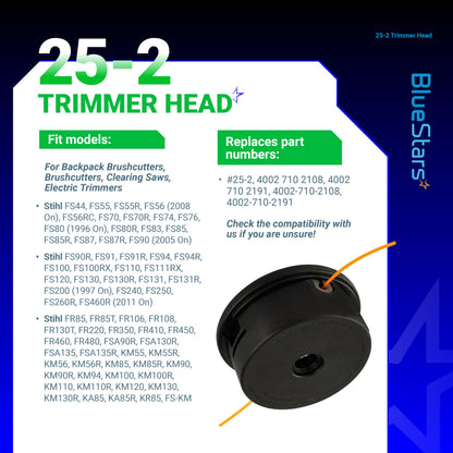 BlueStars 2 Pcs 25-2 Trimmer Head 4002 710 2191 - for Stihl FS55 FS55R FS56 FS56RC FS70 FS70R FS80 FS85 FS90 FS90R FS91R FS94R FS100RX FS110 FS111R FS111RX FS120 FS130 Weed Eater 4002 710 2108