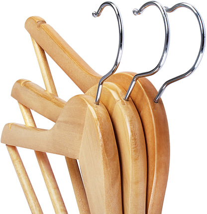 Utopia Home Pack of 20 Non-Slip Premium Wooden Hangers - 360 Degree Rotatable Hook - Durable & Slim - Shoulder Grooves - Lightweight Hangers for Coats, Suits, Pants and Jackets - Natural Finish