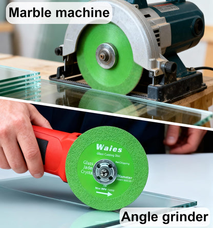 Waies Glass Cutting Disc with 7/8" (22.23mm) Hole 4.5 Inch Ceramic Cutting Polishing Disc for Angle Grinder Diamond Ultra-Thin Saw Blade for Grinding of Glass Jade Crystal Tile (3pcs)