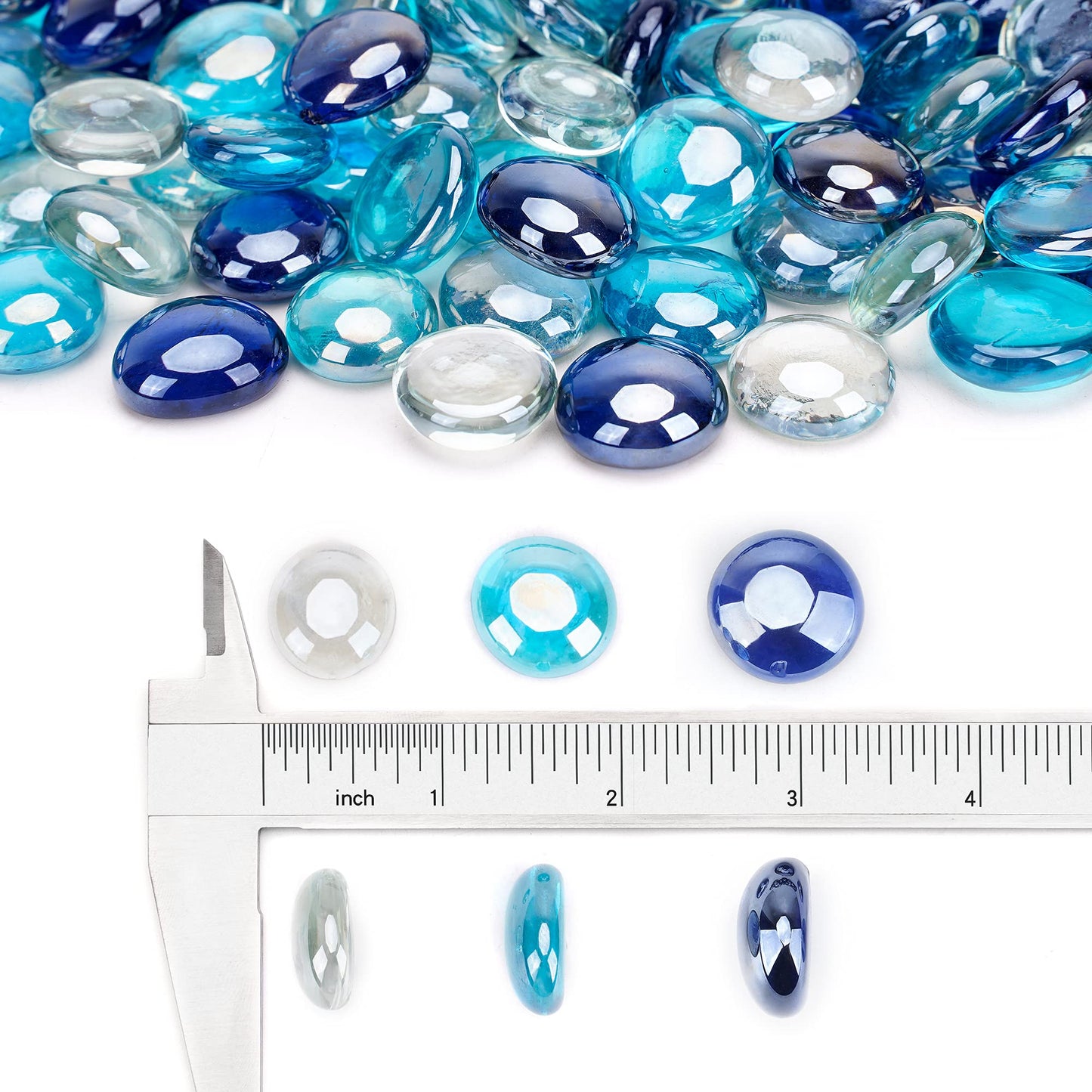 Stanbroil 10-Pound Blended Fire Glass Beads - 1/2 inch Reflective Fire Glass Drops Blended Cobalt Blue,Crystal Ice,Caribbean Blue Luster for Indoor and Outdoor Gas Fire Pits and Fireplaces