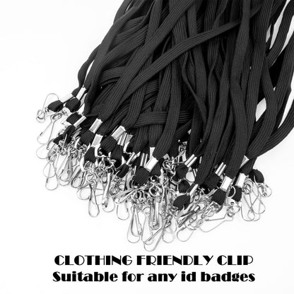 100 Pieces Black Lanyards Bulk, Premium Neck Lanyards with Swivel Hook Clips, Flat Neck Straps for ID Name Badge Holder Office School(Black)