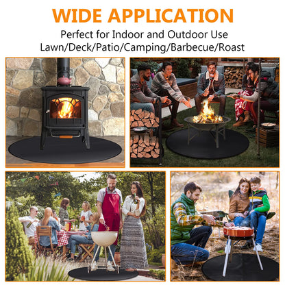 100cm Round Fire Pit Mat (39") - 3-Layer Fireproof Grill Protector for Deck, Lawn and Grass, Heavy Duty BBQ Mat Under Gas or Camping Heaters