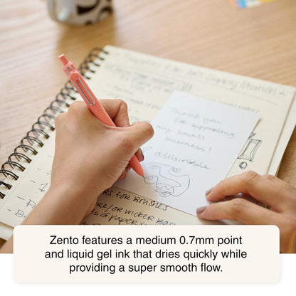 uniball Zento Liquid Gel Ink Retractable Pens, Medium Point (0.7mm), Boho Barrels, Black Ink, Dozen