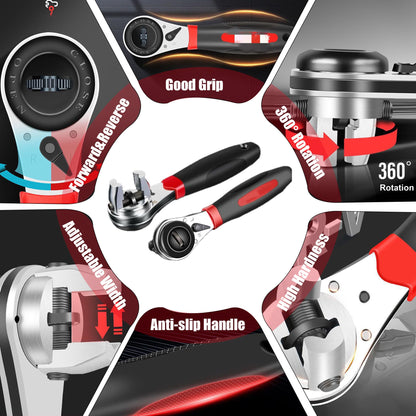 TrumLandy Adjustable Ratchet Wrench, Ratchet Wrench for 6-22mm Screws, High Torque Corrosion Resistance Ratcheting Socket Wrench Works with Multiple Fasteners with Non-Slip Handle