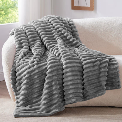 BEDELITE Fuzzy Throw Blanket for Couch - Grey Fluffy Cozy Soft Plush Warm Fleece Blankets for Winter, Bedroom Valentine's Day Decor Gifts for Him Her