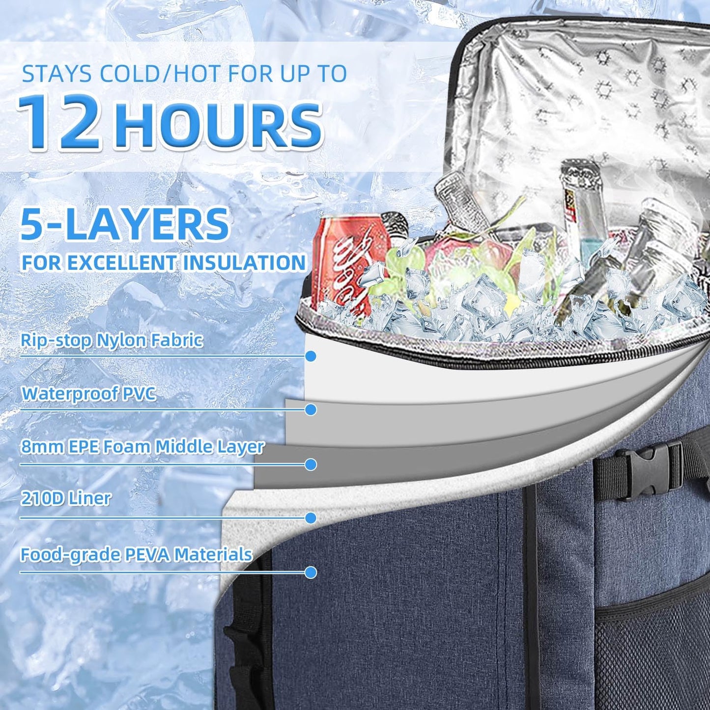 Bagtopia Camping Cooler Backpack Insulated Leakproof Backpack 30Cans, Travel Picnic Beach Lunch Cooler Bag for Men Women