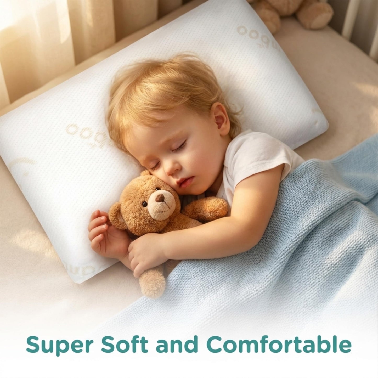 Baby Works Toddler Pillow - Soft, Supportive and Breathable Memory Foam with Hypoallergenic Bamboo Cover, Chiropractor Recommended, Washable and Removable Cover, Perfect for Cribs, Ages 12m+