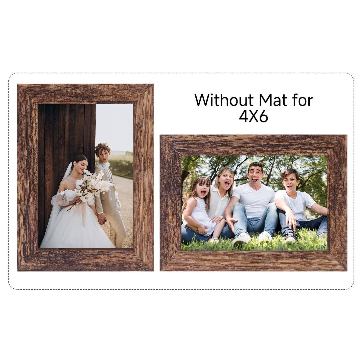 XUANLUO Picture Frames-4 Set 4x6 Picture Frame,Distressed Farmhouse Wood Pattern Photo frame,Display 4x6 Without Mat,Wall and Desktop Display Ideal for Home Decor,Multicolour