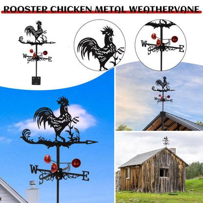 Qivine Rooster Weather Vane Roof Mount, Metal Weathervane Chicken Wind Vane Wind Direction Indicators Weather Vane Ornament for Shed Farmhouse Yard Patio Decor