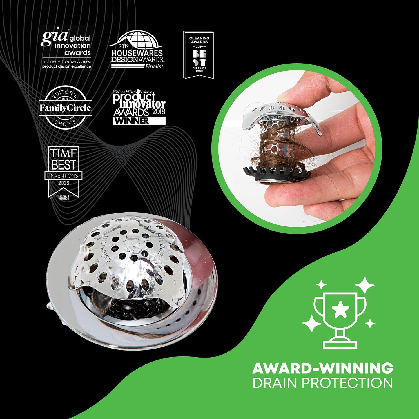 SinkShroom Ultra Revolutionary Bathroom Sink Drain Protector, Stainless Steel with Stopper