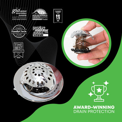 SinkShroom Ultra Revolutionary Bathroom Sink Drain Protector, Stainless Steel with Stopper