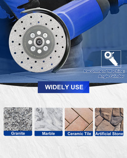 SHDIATOOL 4 Inch Diamond Cutting Grinding Disc Fits 5/8-11 Arbor for Marble Ceramic Double Sided Vacuum Brazed Fast Cutting Shaping Grinding Wheel