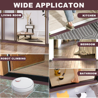 Floor Transition Strip Vinyl Door Threshold Flooring Transition Strip Self Adhesive Carpet Edging Strip for Laminate Doorway Edge Threshold from 2/5" to 3/5" (Coffee, 3.3 Ft)