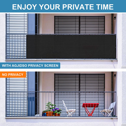AGJIDSO Balcony Privacy Screen 3.0ft x 20ft, Heavy Duty UV Protection, HDPE Material, Modern Style, Black