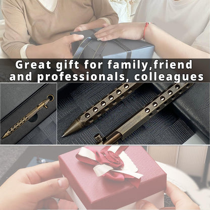 Bolt Action Pen, Solid Brass edc Pen Six-edge Pocket Pen Metal Tactical Pen with Refills and Clip YUEZUDPO Signature Pen for Business, Christmas, Birthday (Black)
