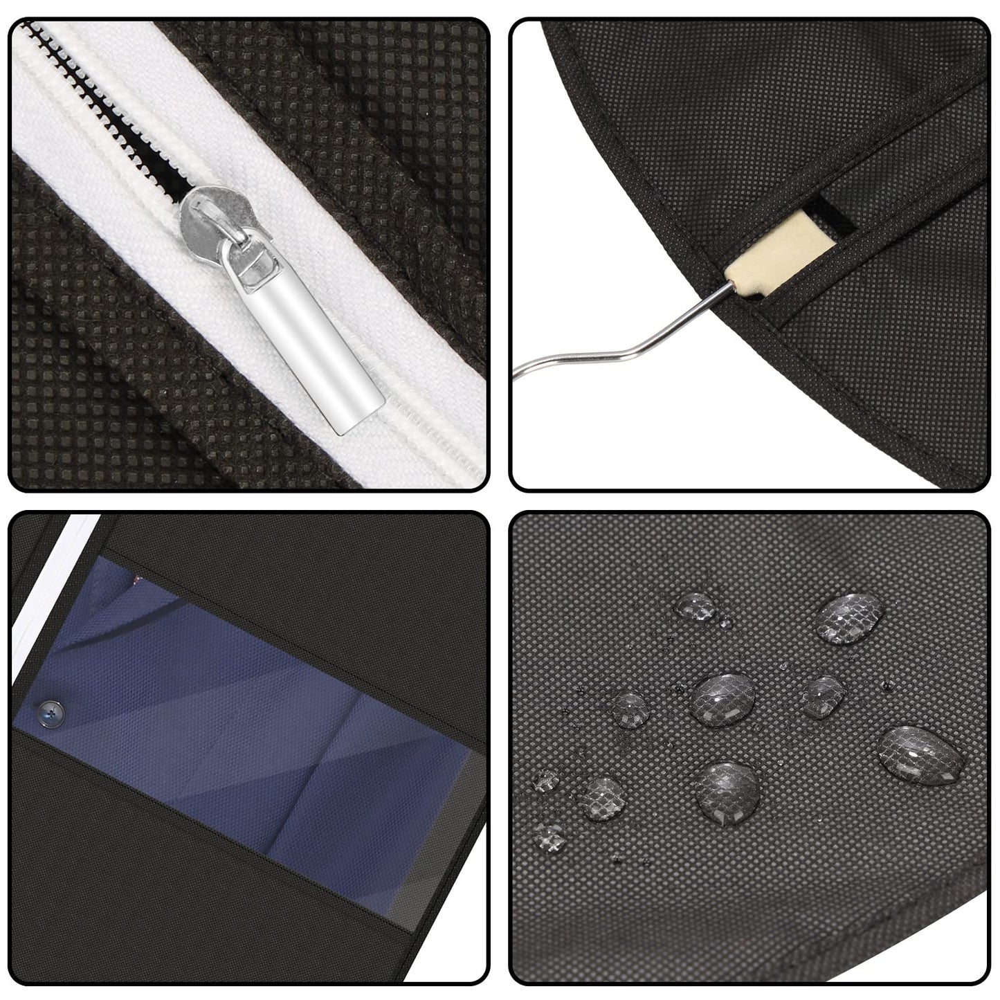Pitmoly 55 inch/ 140 cm Garment Bag, Breathable Garment Cover for Suit, Hanging Clothes Cover for Storage Shirt, Jacket, Coat, Sweater, Set of 5 (Black)