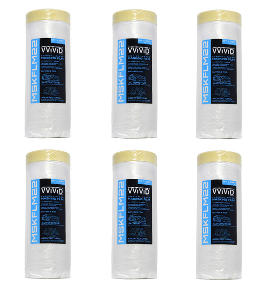 Chemical Grade Heavy-Duty Self-Adhesive Tape and Drape Masking Film Plastic Drop Cloth (6-Piece Value Pack (60" x 108ft))