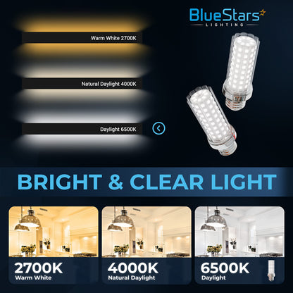BlueStars 4 Packs E26 LED Corn Light Bulbs 20W Super Bright, 150W Led Corn Cob Light, 6500K Daylight White, 1600 lumens, Non-dimmable for Home Garage Warehouse Commercial & Large Area Lighting